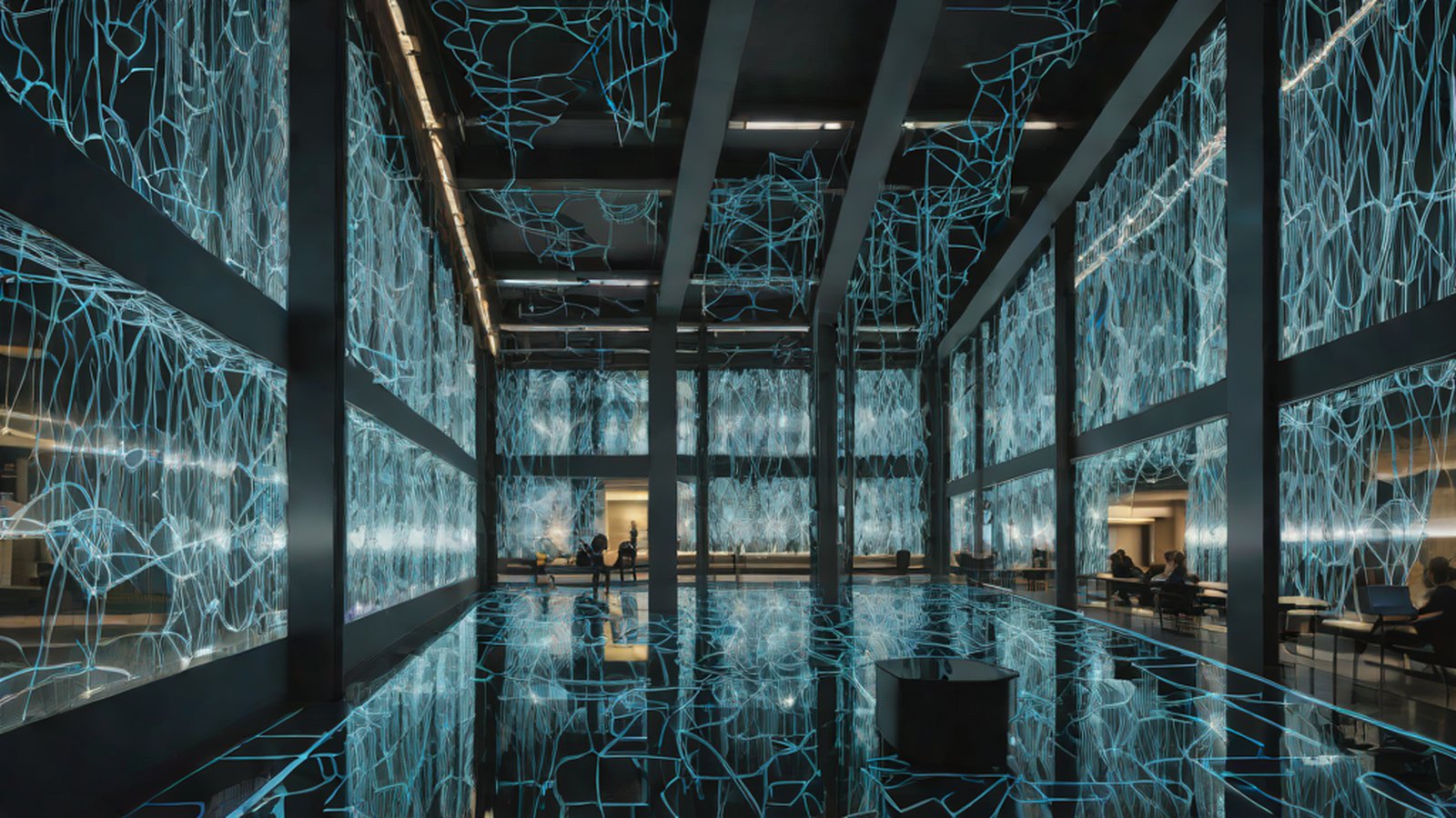 一张结合了人工智能神经网络与数学符号的视觉化图像，象征着协作智能。