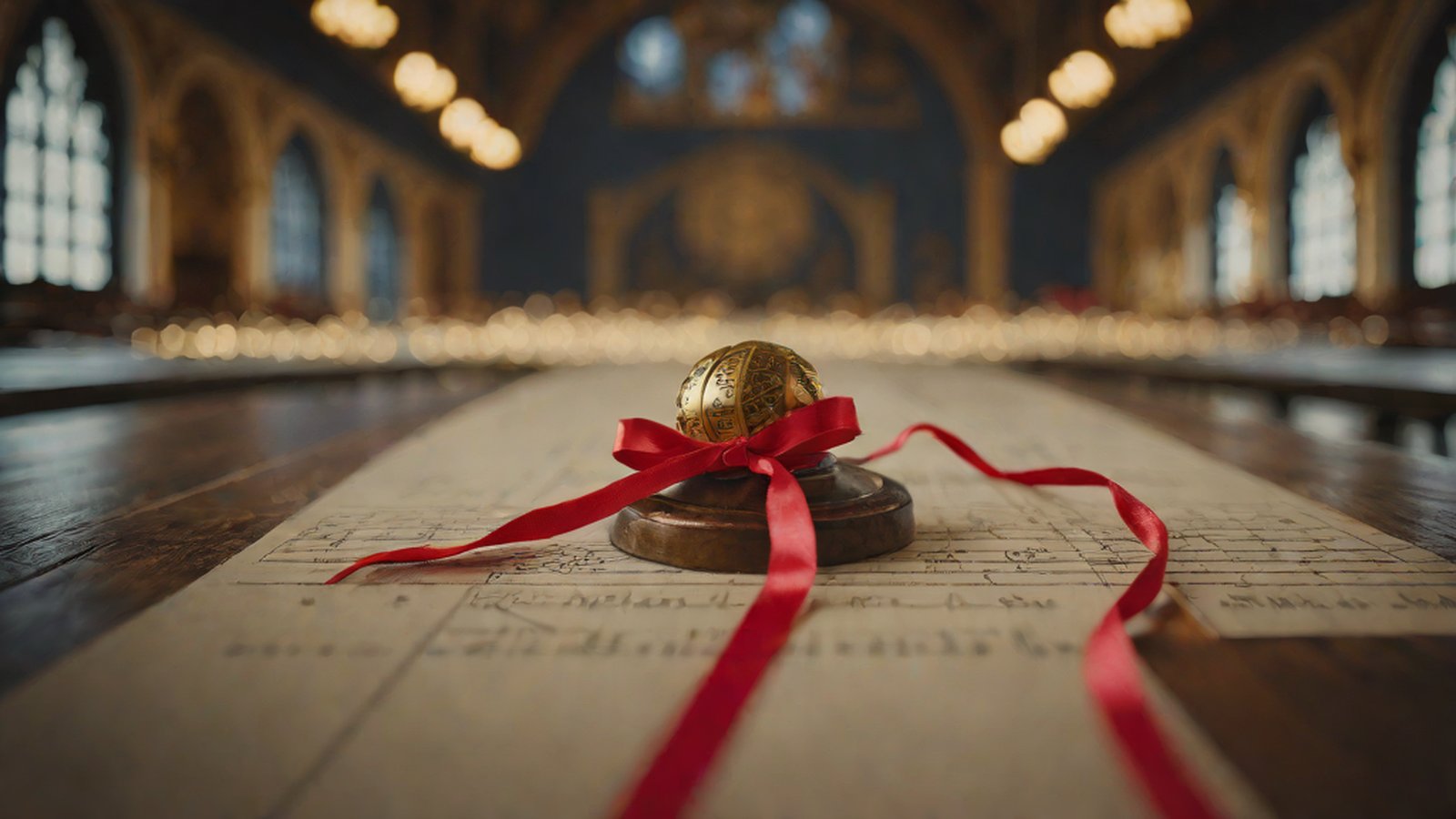 A blackboard with a gold medal and complex mathematical formulas, with a glowing AI neural network beside it