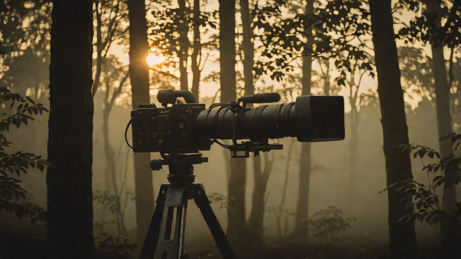 描述電影《ANCESTRA》中真人演員的演技與 AI 生成的夢幻背景和諧交融的場景圖像