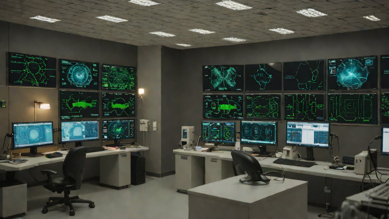 聴診器とデジタルタブレットが置かれたデスクの上に、人工知能の神経網が繋がっている様子のイメージ