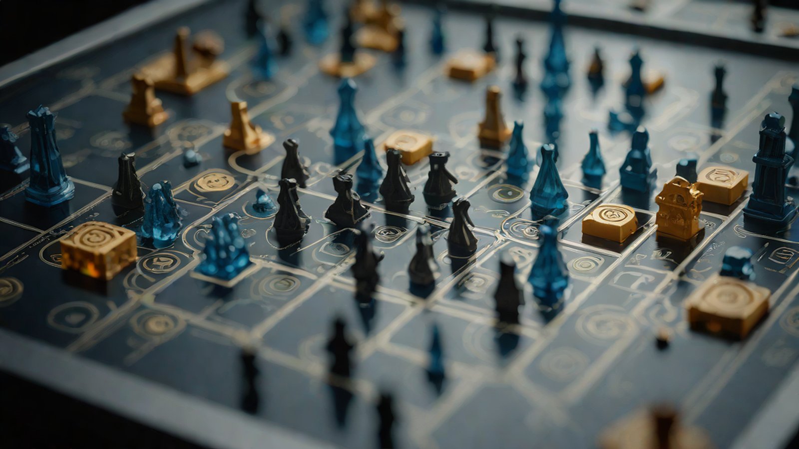 AI 模型在棋盤上對坐，彷彿在構思策略的抽象圖像