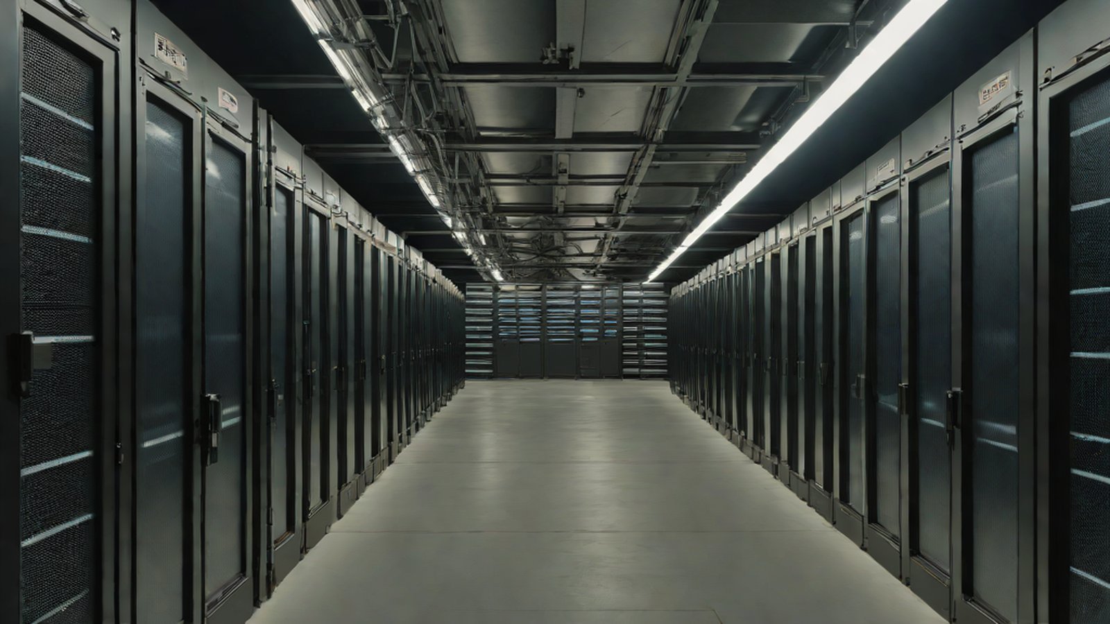 被關在鐵籠後方、散發強烈光芒的球體，象徵為了人類利益而受控的超智慧 AI