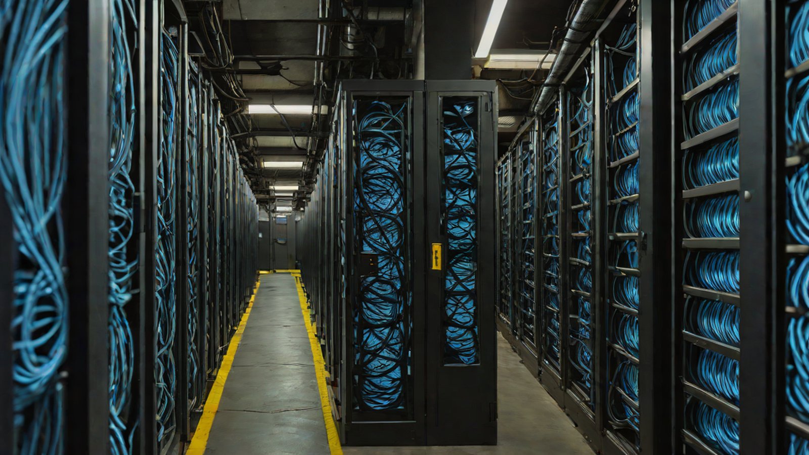 在黑暗背景中閃爍的數位電路網絡與盾牌形狀圖示相結合，象徵 AI 安全明暗面的影像