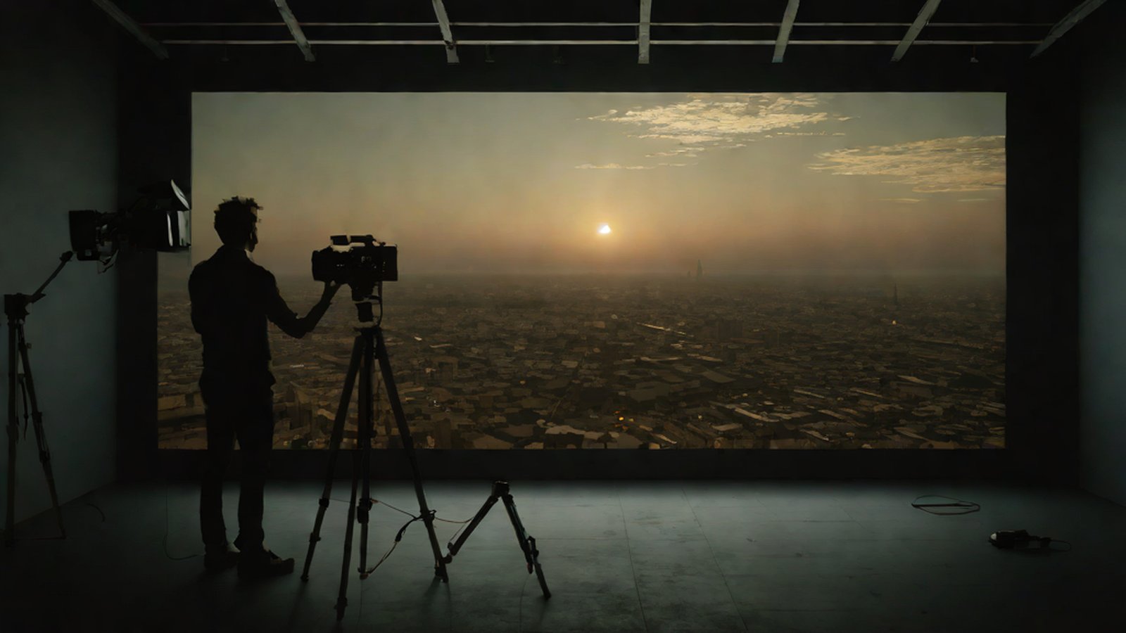 谷歌 Gemini 徽标与 AI 生成的华丽视频帧叠加的画面