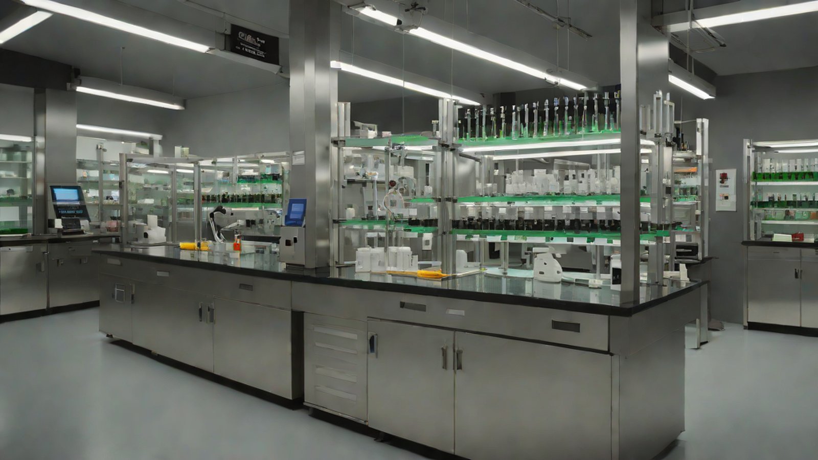 현미경과 데이터 스트림이 융합된 현대적인 실험실 배경에 GPT-로잘린드 로고가 추상적으로 표현된 이미지