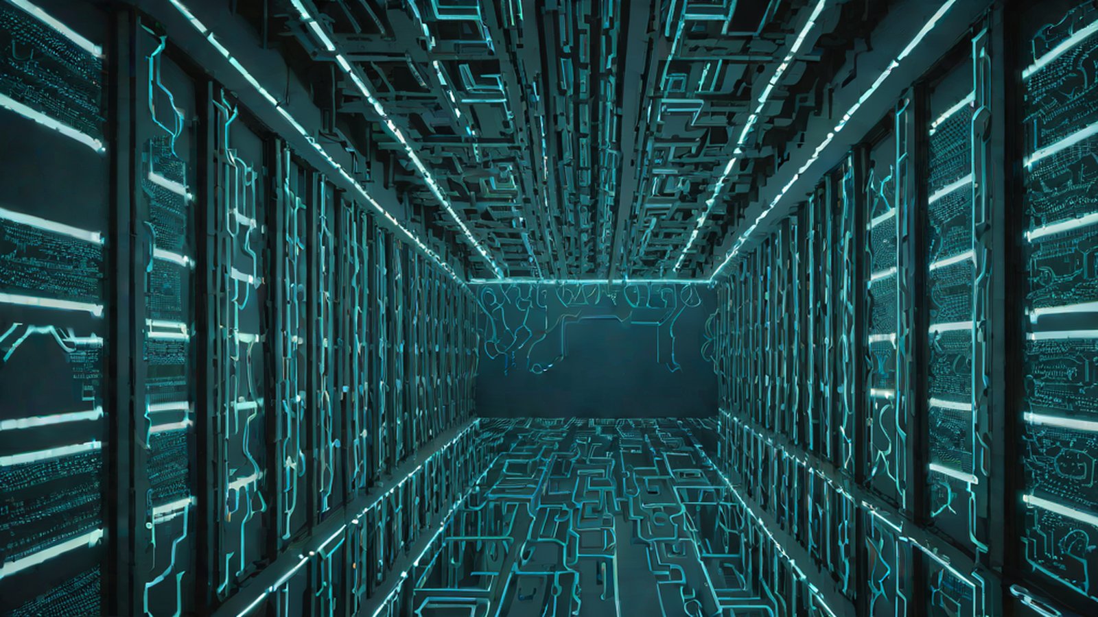 現代且充滿動感的圖像，展現了在快速移動的光束中透明可見的 AI 大腦結構。