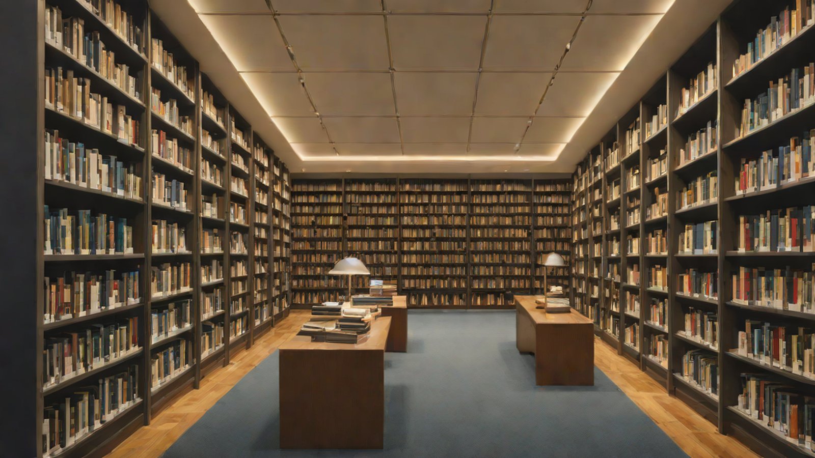 In a futuristic library, an AI finds and hands over a note filled with memories of the user from a mountain of data.