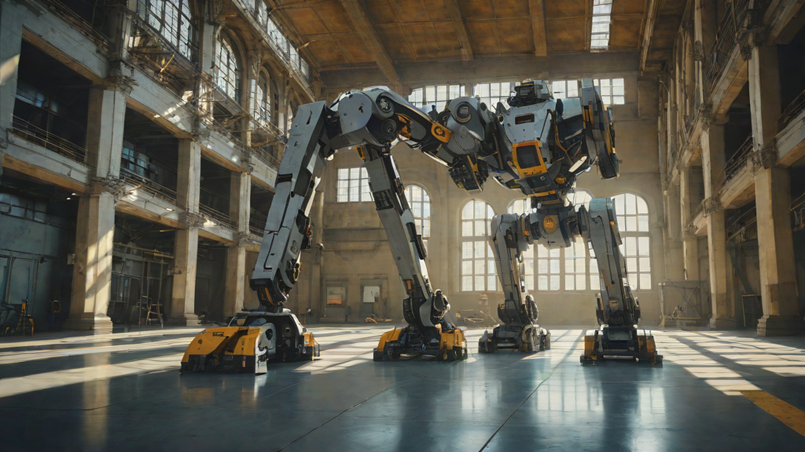 An image rendered in soft colors depicting an artificial intelligence robot stepping out of the screen and beginning to interact with objects in the physical world.