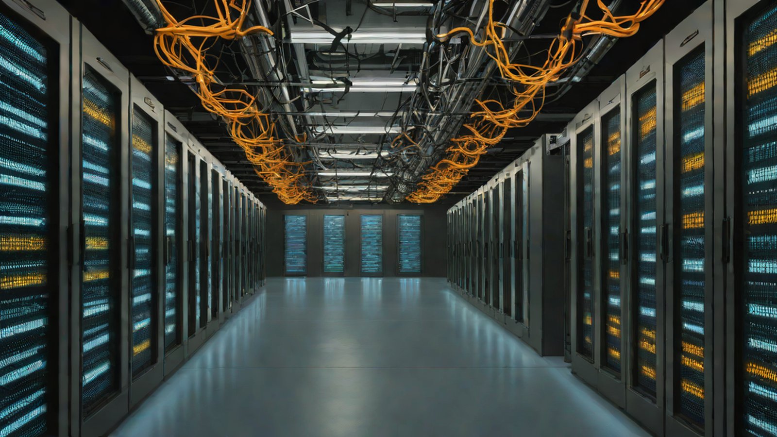 최첨단 AI 기술을 상징하는 추상적인 디지털 네트워크 그래픽 이미지
