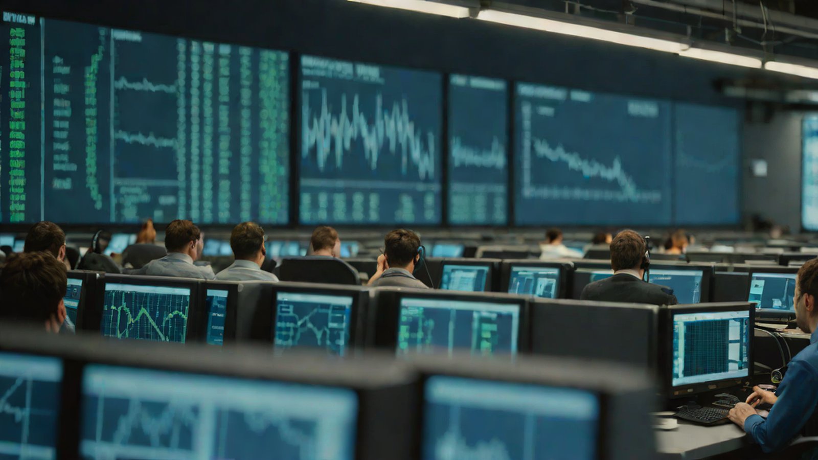 People examining economic news graphs