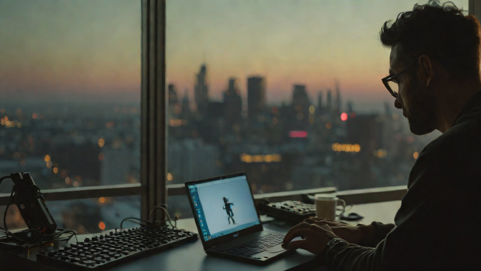 A developer in deep thought, considering which option to choose among various technology logos