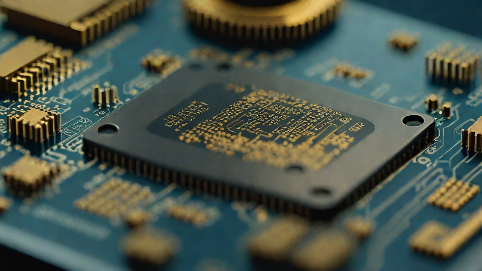 Abstract graphic symbolizing AI voice technology running on a small chip