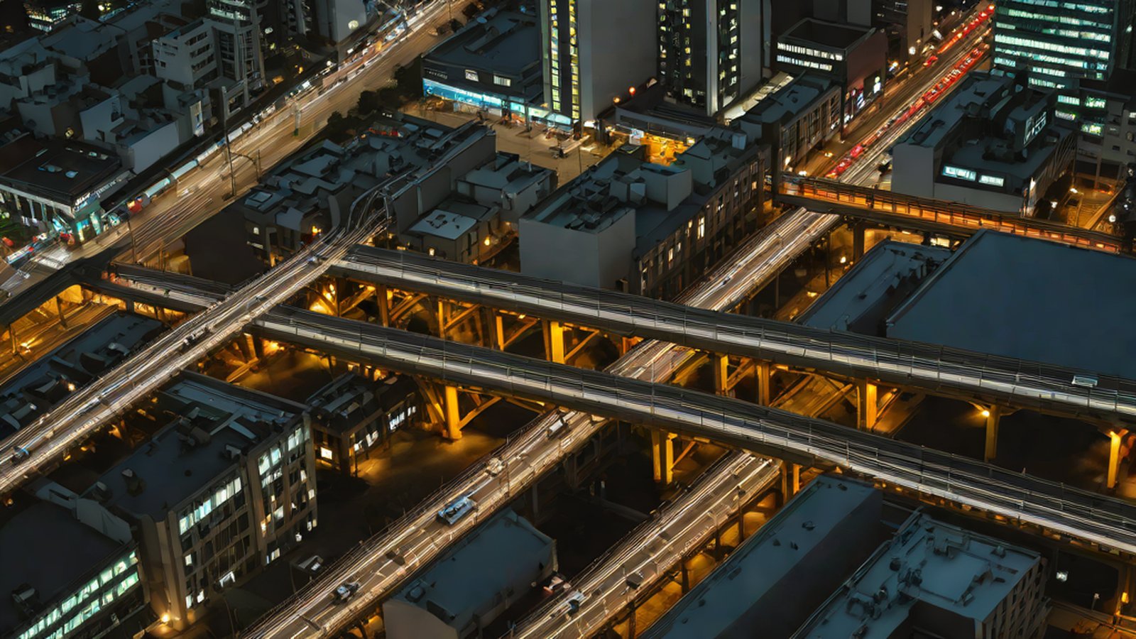 A 3D visualization of Tokyo's complex railway lines and station structures