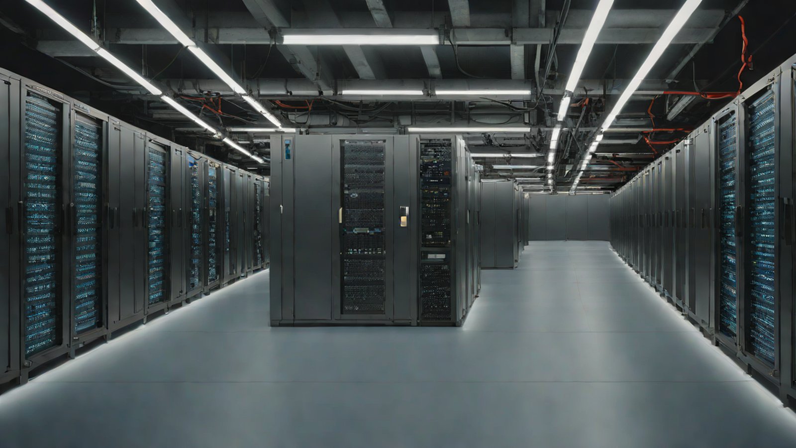 複雑なデータの流れの中で効率的な演算を象徴する抽象的なグラフィックイメージ