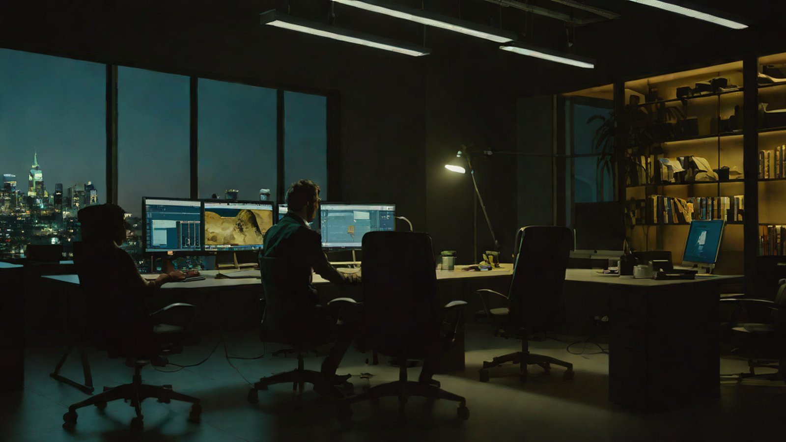 A developer looking confused at a computer screen, contrasted with a glowing AI coding tool beside them