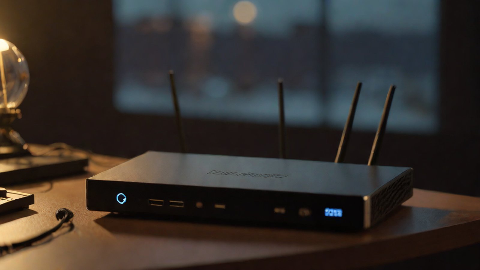 A graphic showing a small device connected to a router monitoring network signals