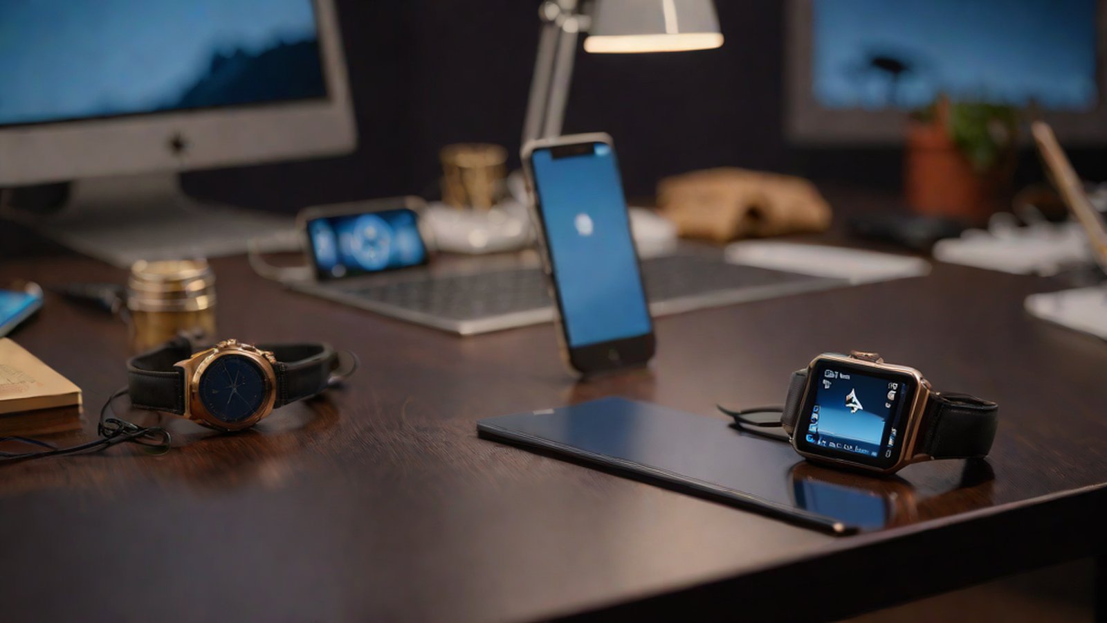iPhoneとApple Watchの画面上で、チェス時計のように表示された業務優先順位タイマーが実行されている様子
