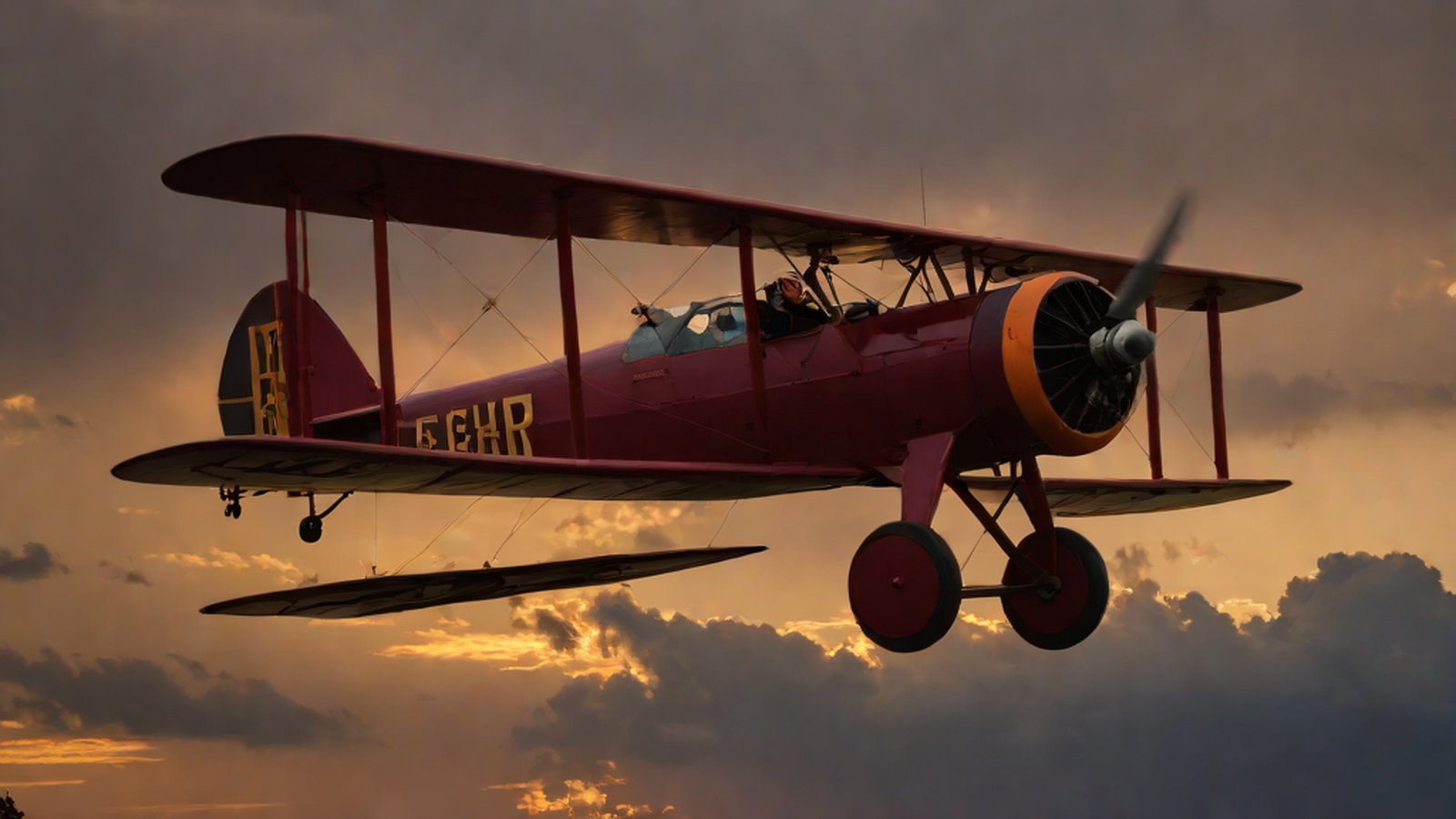 A view of the biplane flight game Fly By with scanline effects applied across the entire screen.