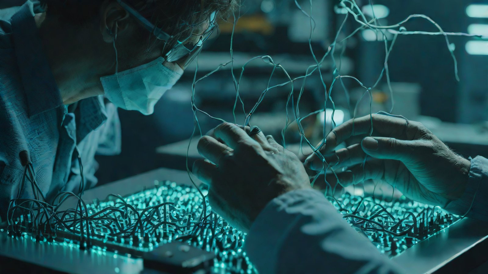 Graphic image combining a DNA double helix structure with digital data