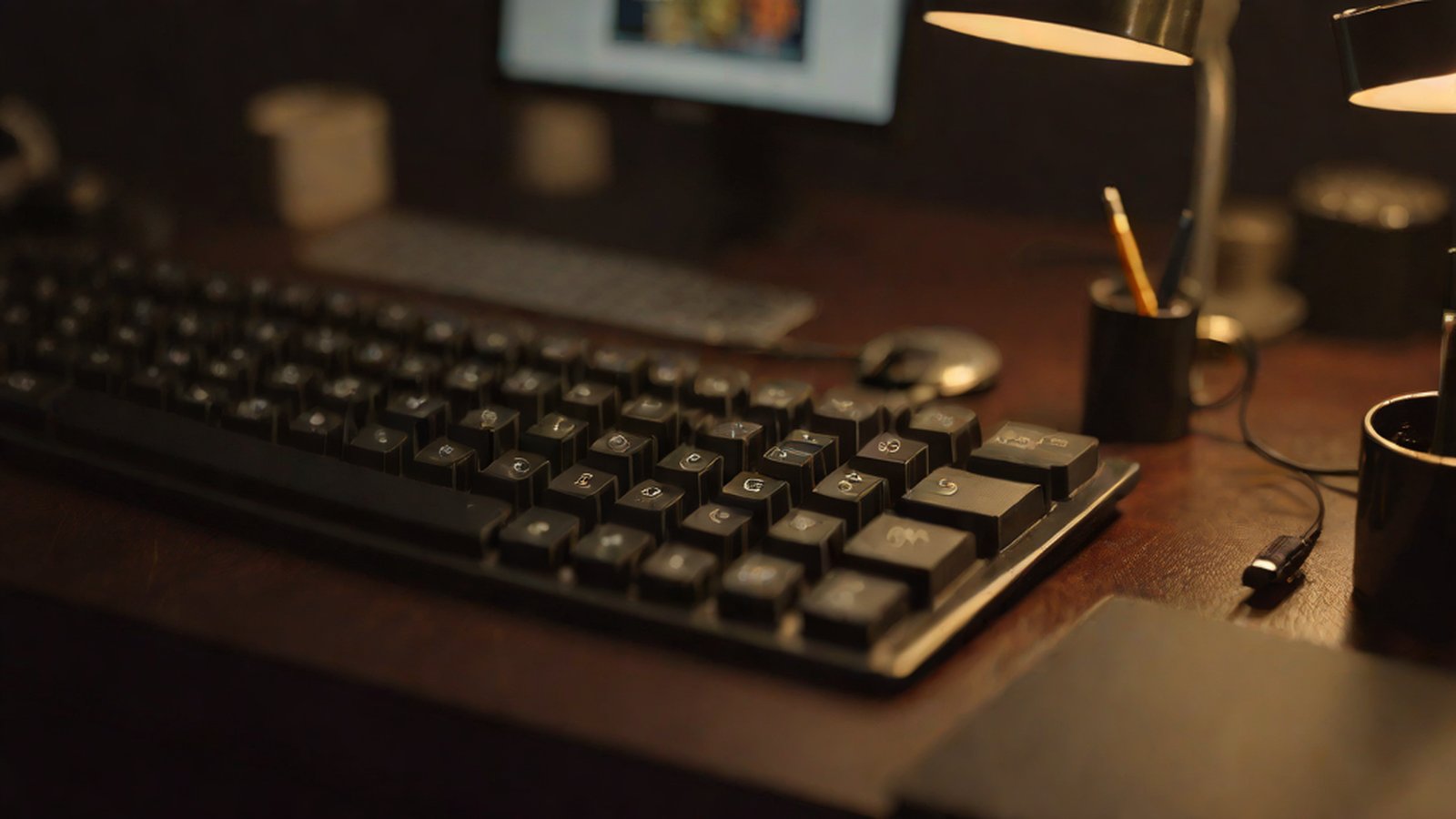 A developer thinking deeply while typing code directly on a keyboard in front of a computer screen.