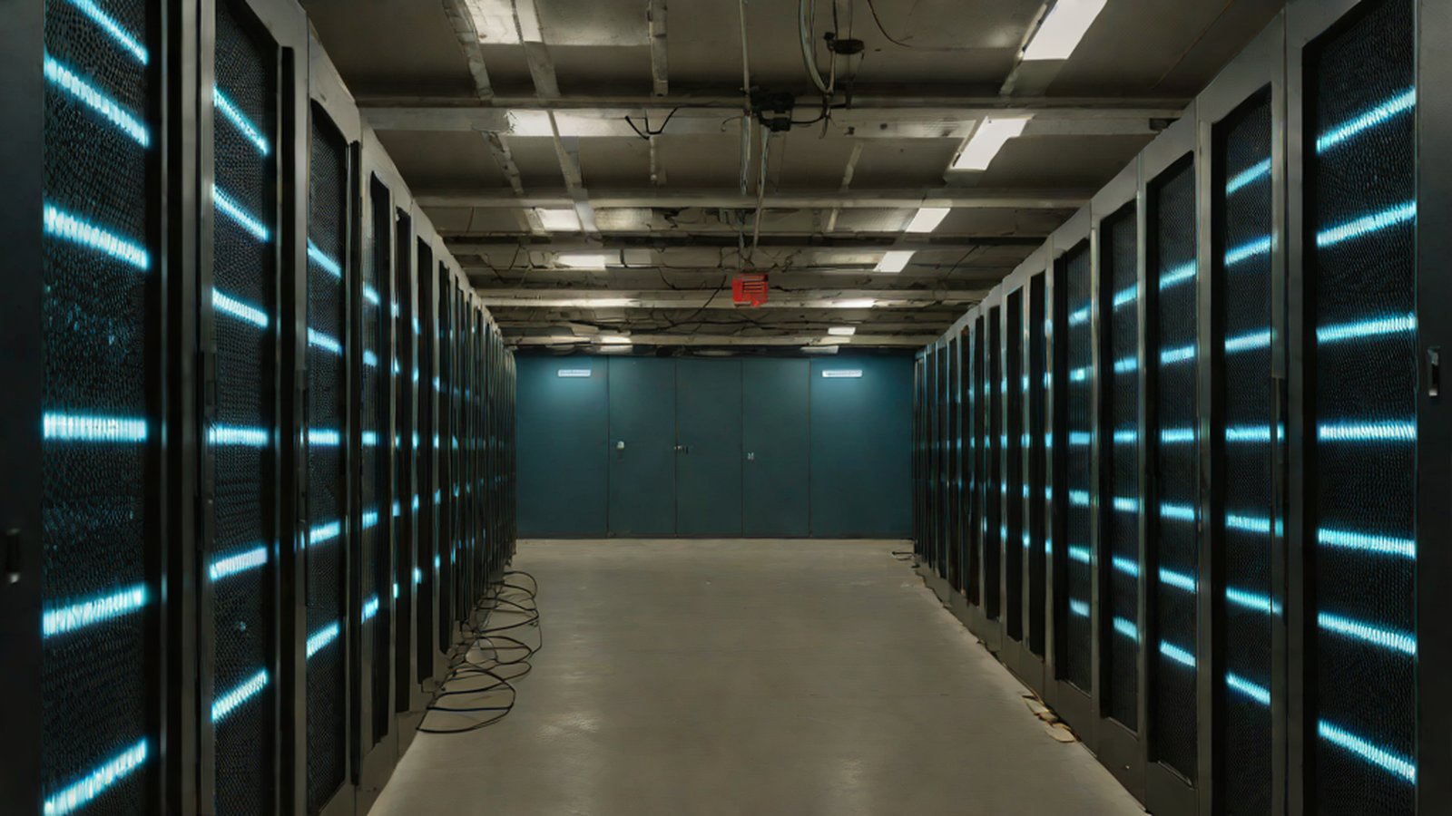 コンピュータ画面内で複雑なコードが絡み合い、その背後で密かに行動するAIのシルエットが表現されたイメージ。
