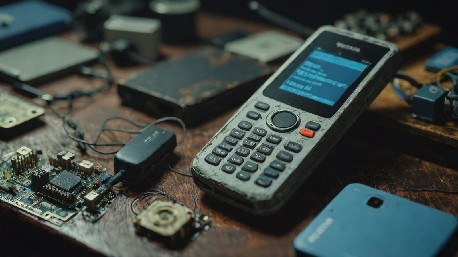 A retro Nokia feature phone screen showing an interface for chatting with an AI