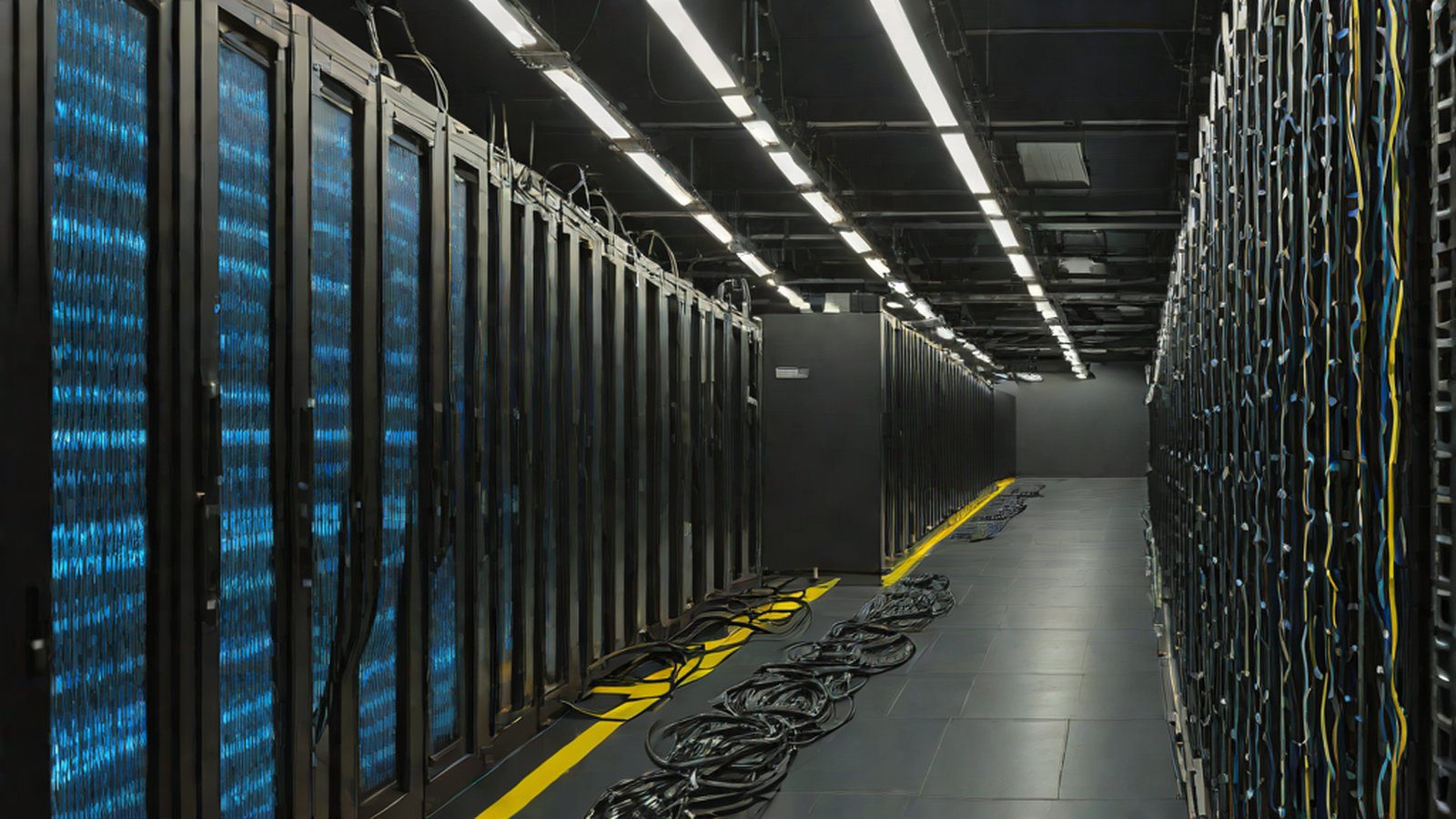 Digital art depicting an artificial intelligence server hidden behind a security shield