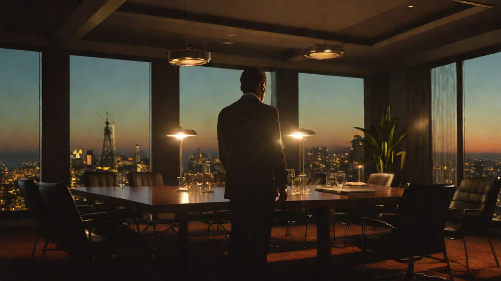 A view of a modern conference room inside the OpenAI office.