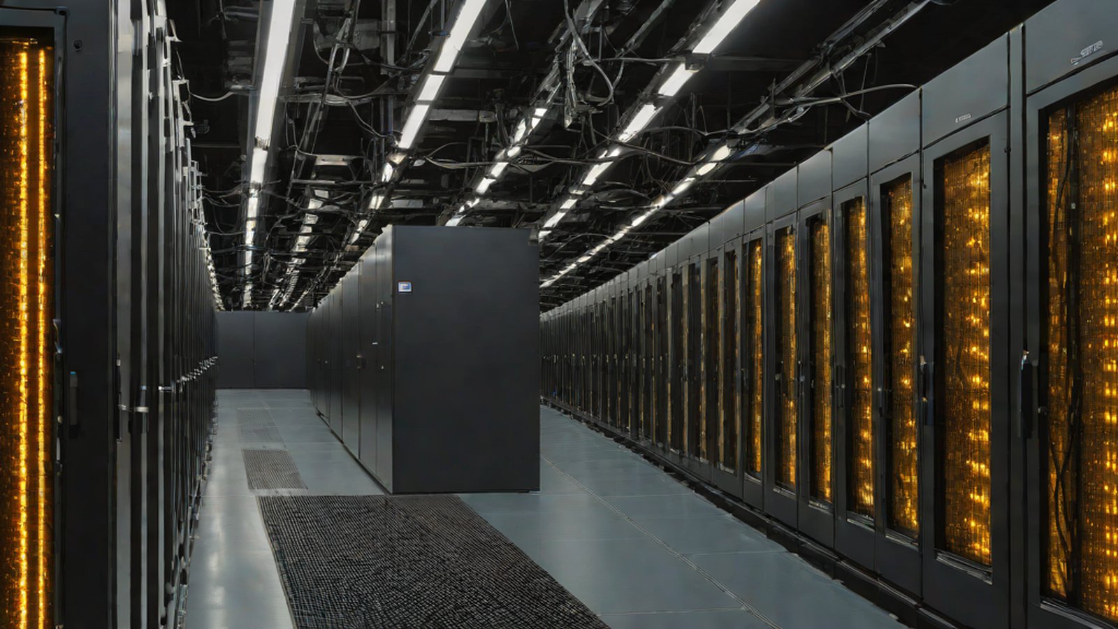複雑なデータフローが幾何学的な曲線を描きながらつながる、抽象的なAI技術のイメージ