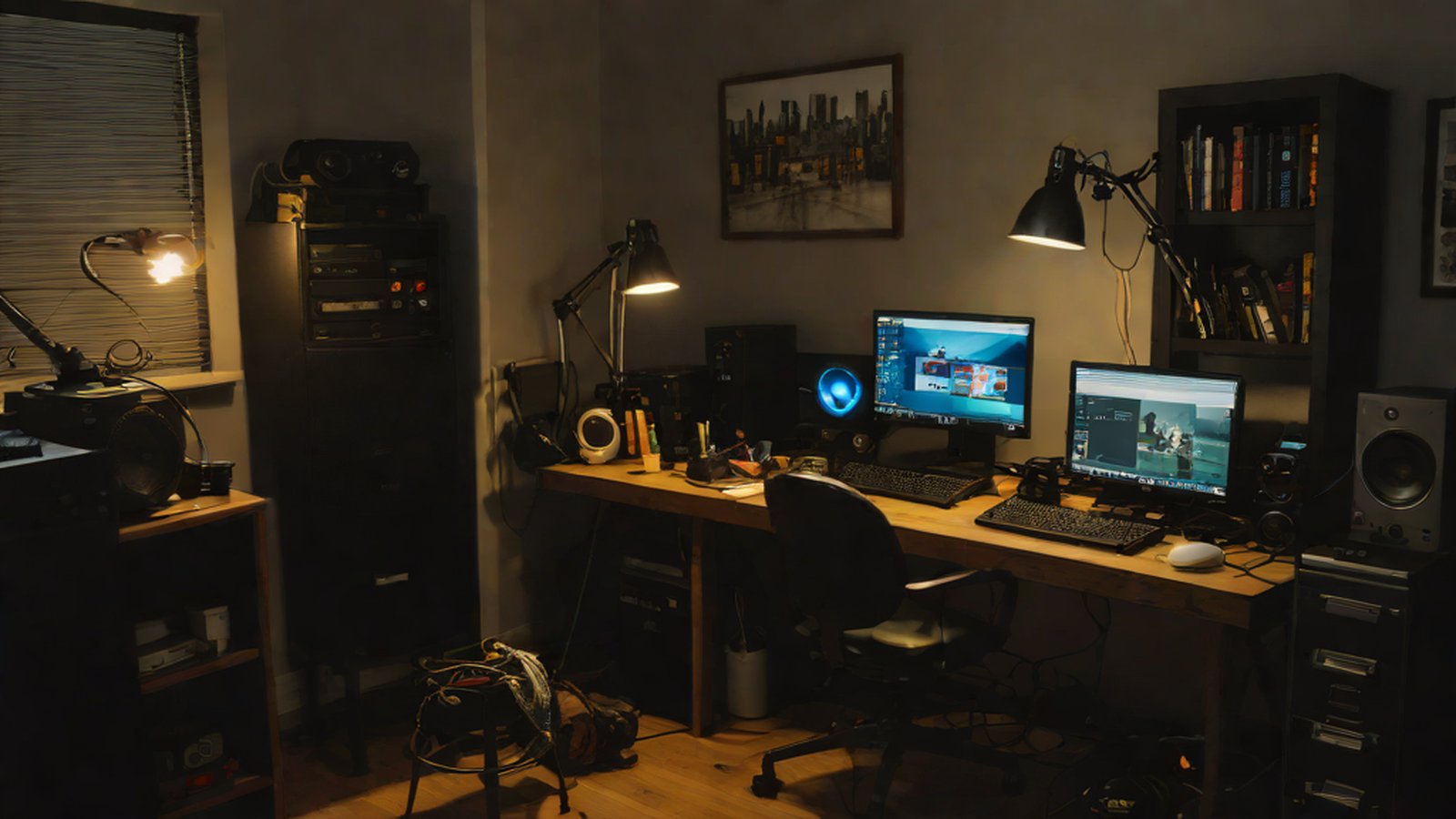 An image depicting a developer's workspace using a standard consumer graphics card to train a large language model