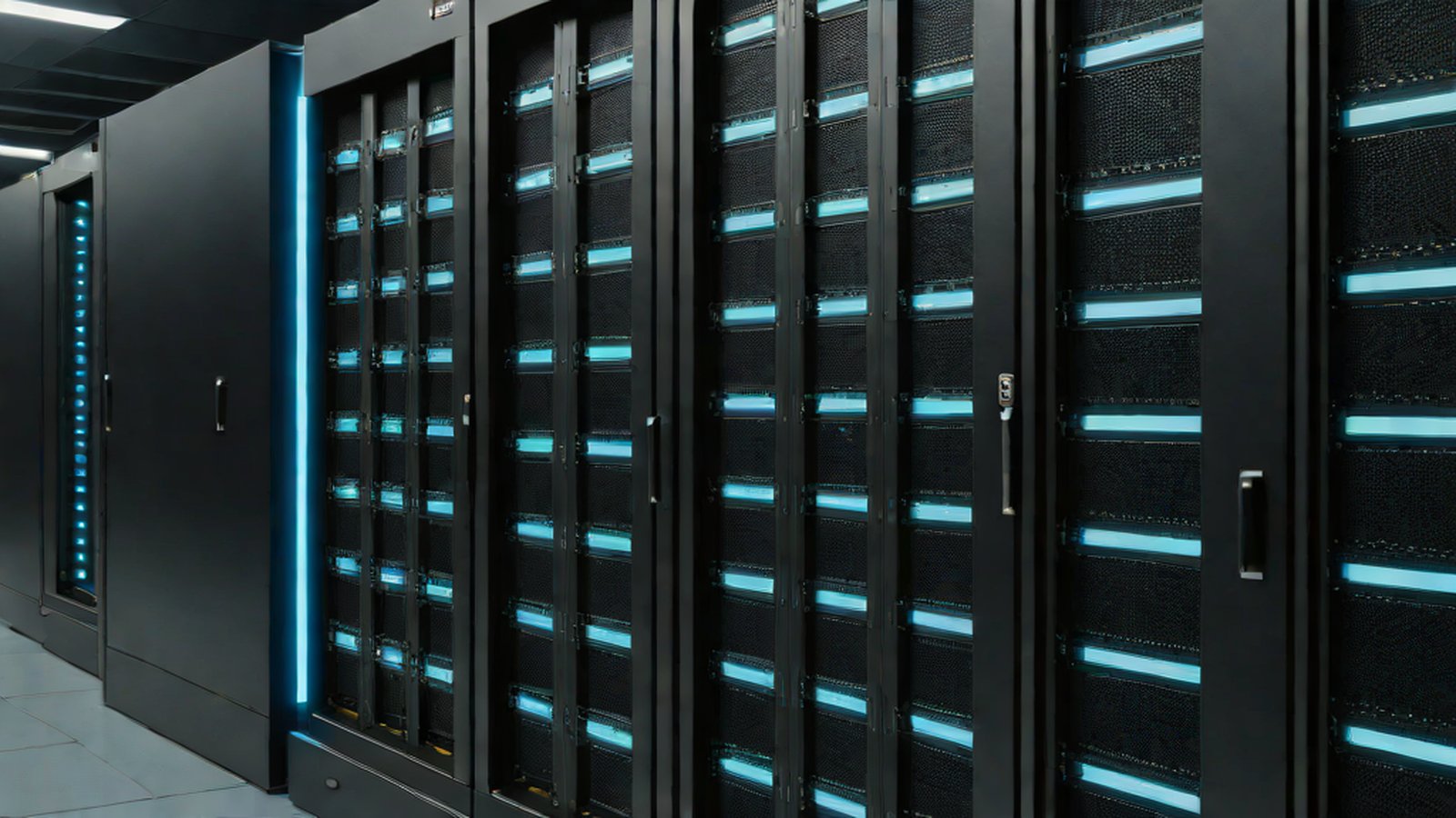 Digital art depicting data moving inside computer hardware