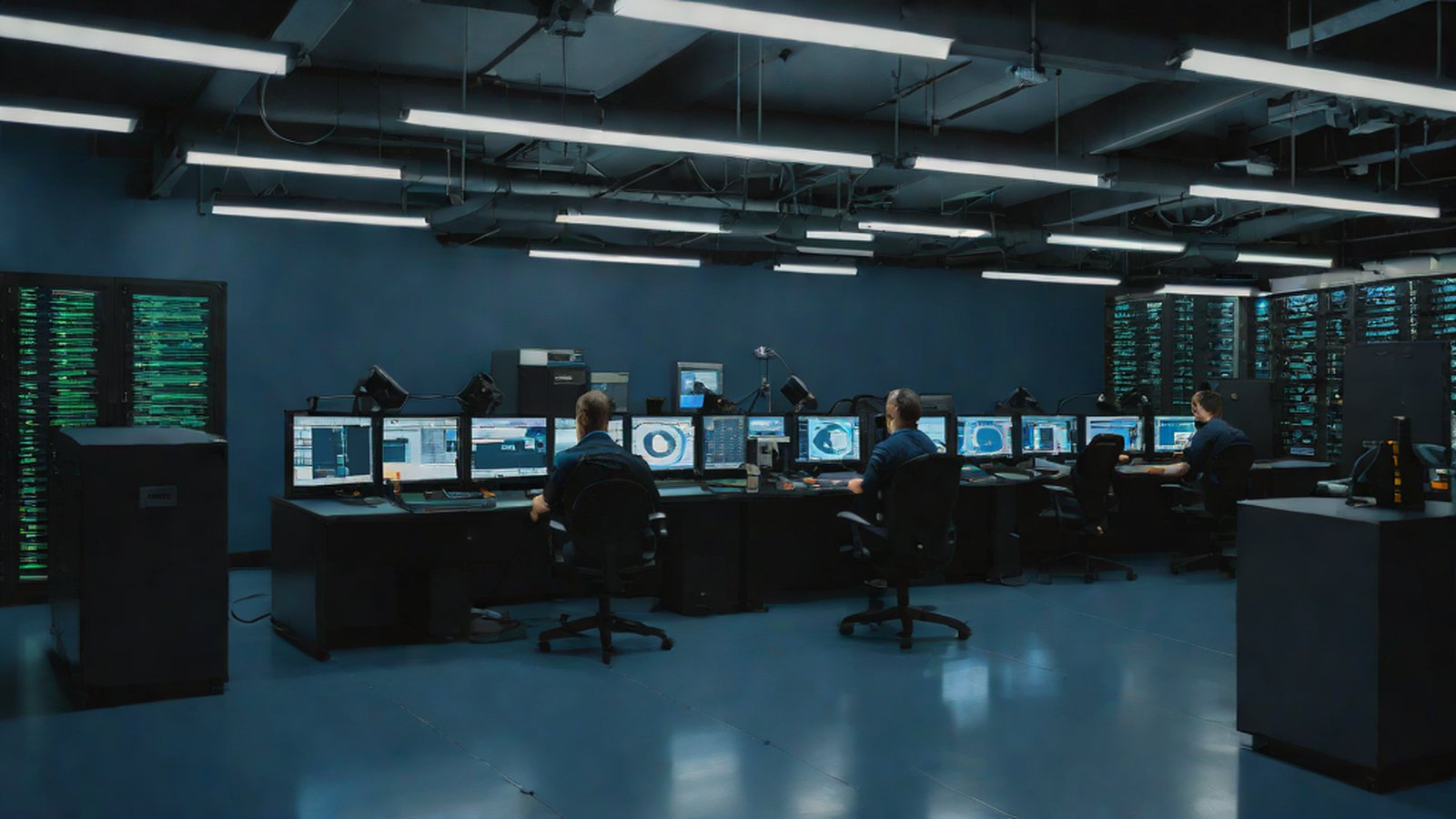 AI shining a bright light to find hidden vulnerabilities within a screen of complex digital code