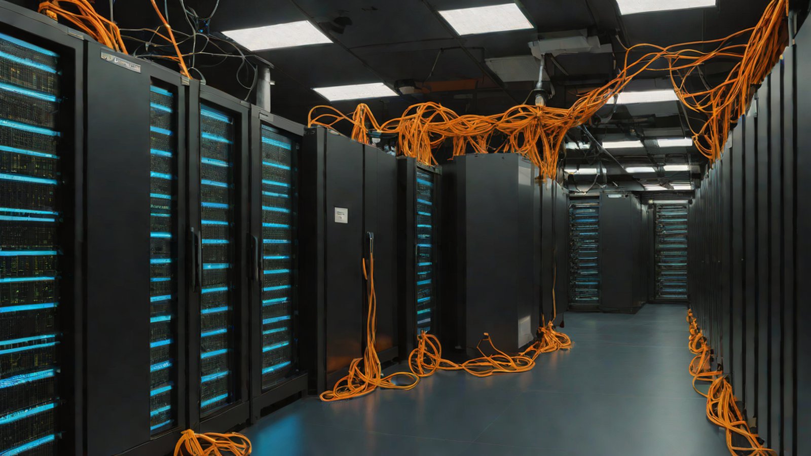 コンピュータ画面上に降り注ぐデジタルコードと警告メッセージを形取ったセキュリティ事故のイメージ